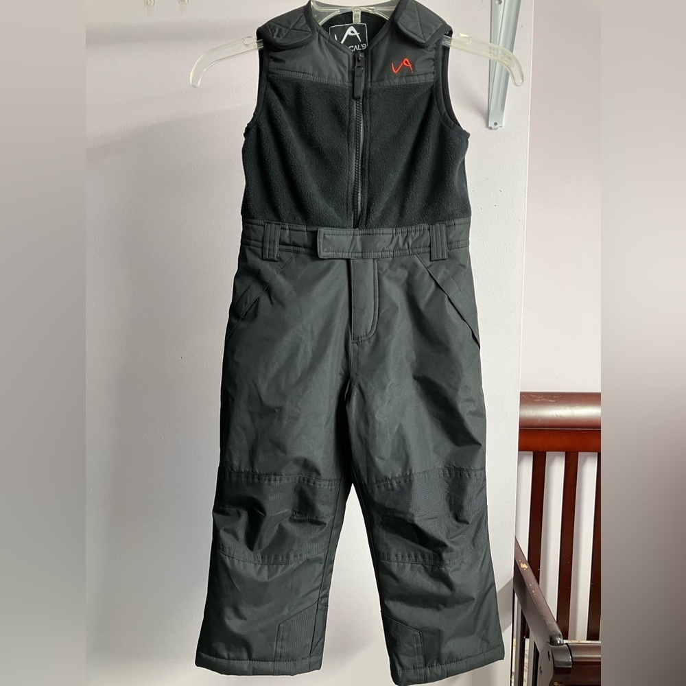 Kid’s Ski/Snow Cold Weather Bibs,  4T Unisex, Charc Gray/Black, Vertical ‘9